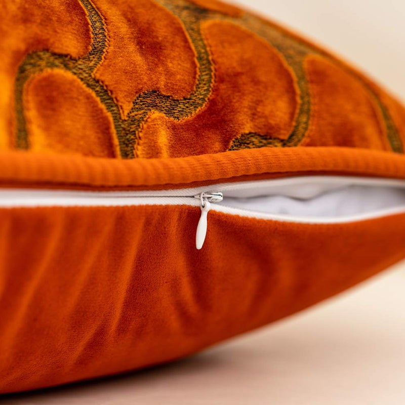 Yangest Orange Square Throw Pillow Cover Wavy Velvet Cushion Cover Modern Zippered Pillowcase for Sofa Couch Bedroom Living Room Chair, 20 x 20 Inch - Image 4